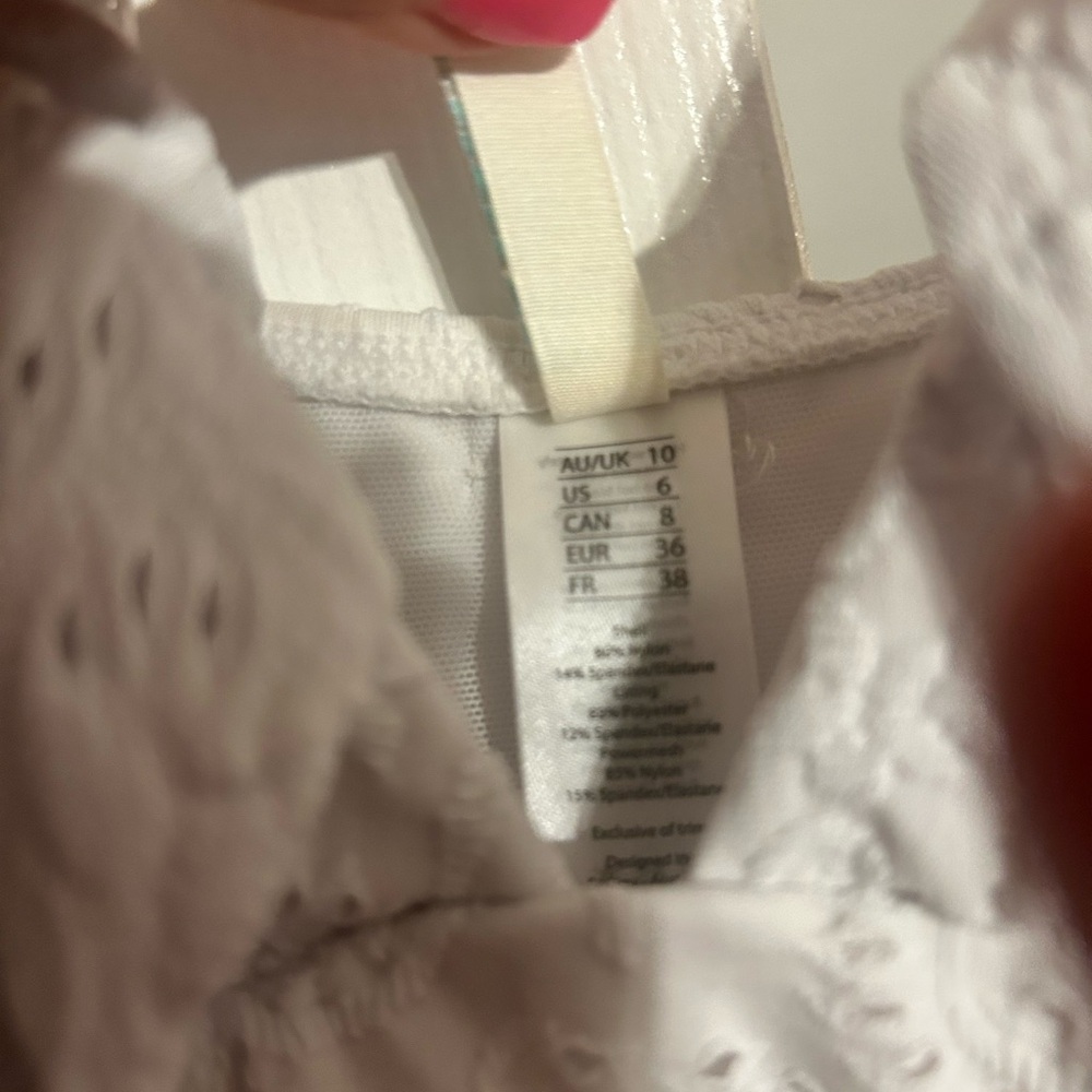 White Eyelet One-Piece Swimsuit - Classic Feminine Style - Picture 2 of 3